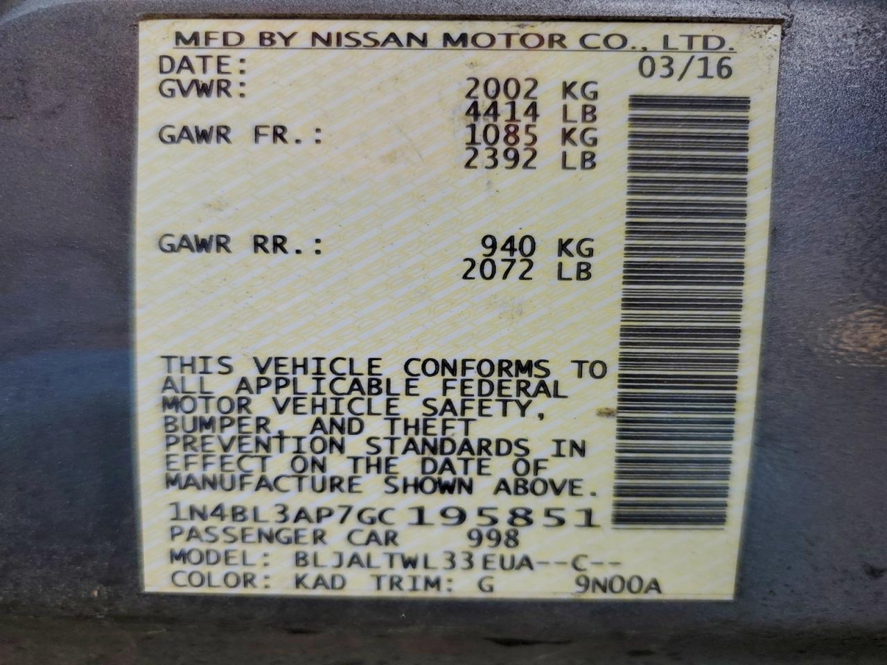 2016 NISSAN ALTIMA 3.5SL photo 25