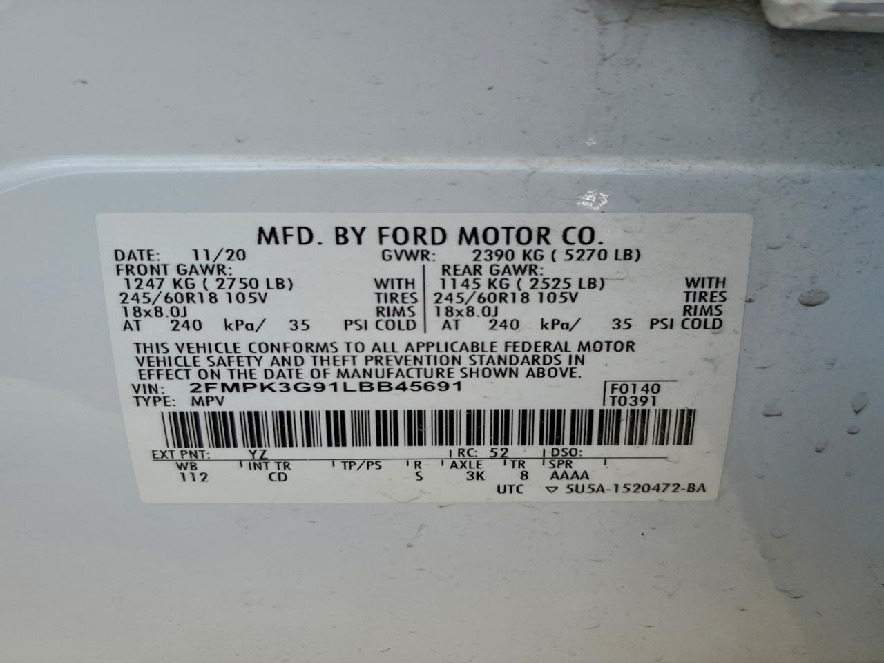 2020 FORD EDGE SE photo 14