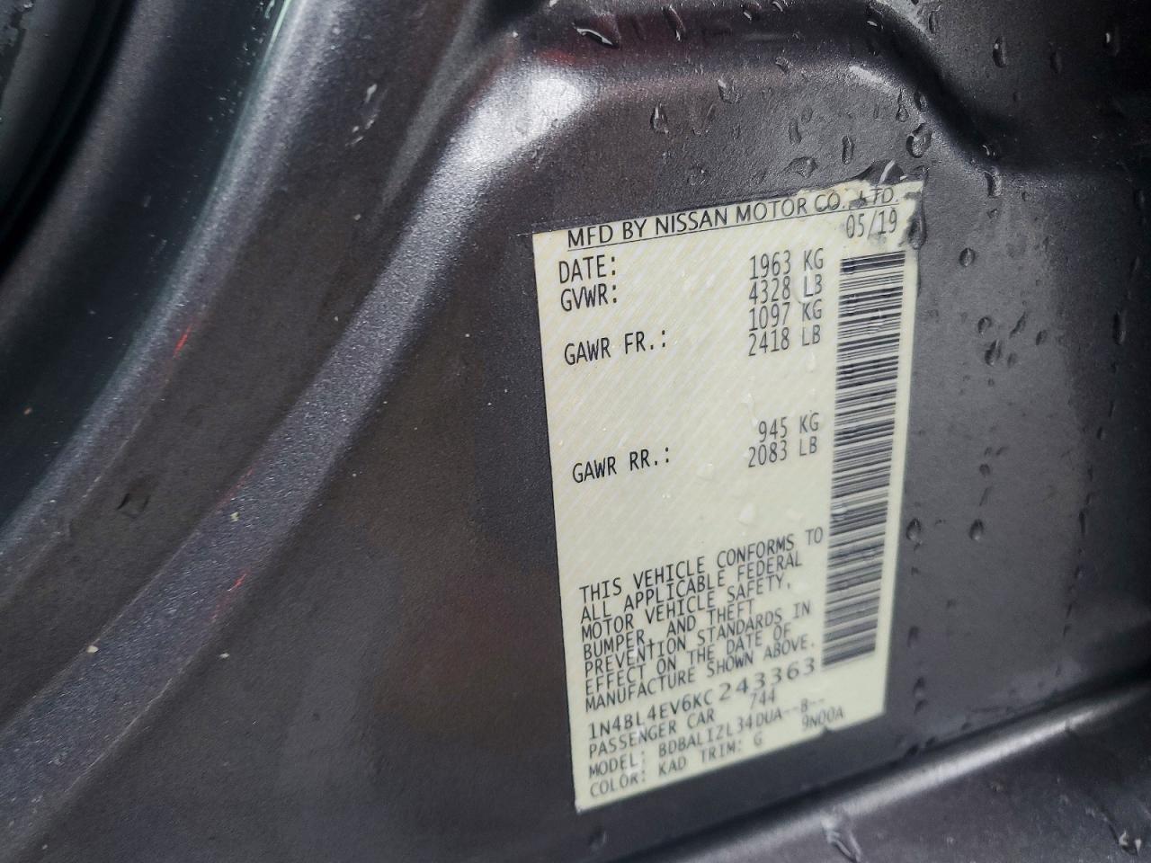 2019 NISSAN ALTIMA SL photo 12