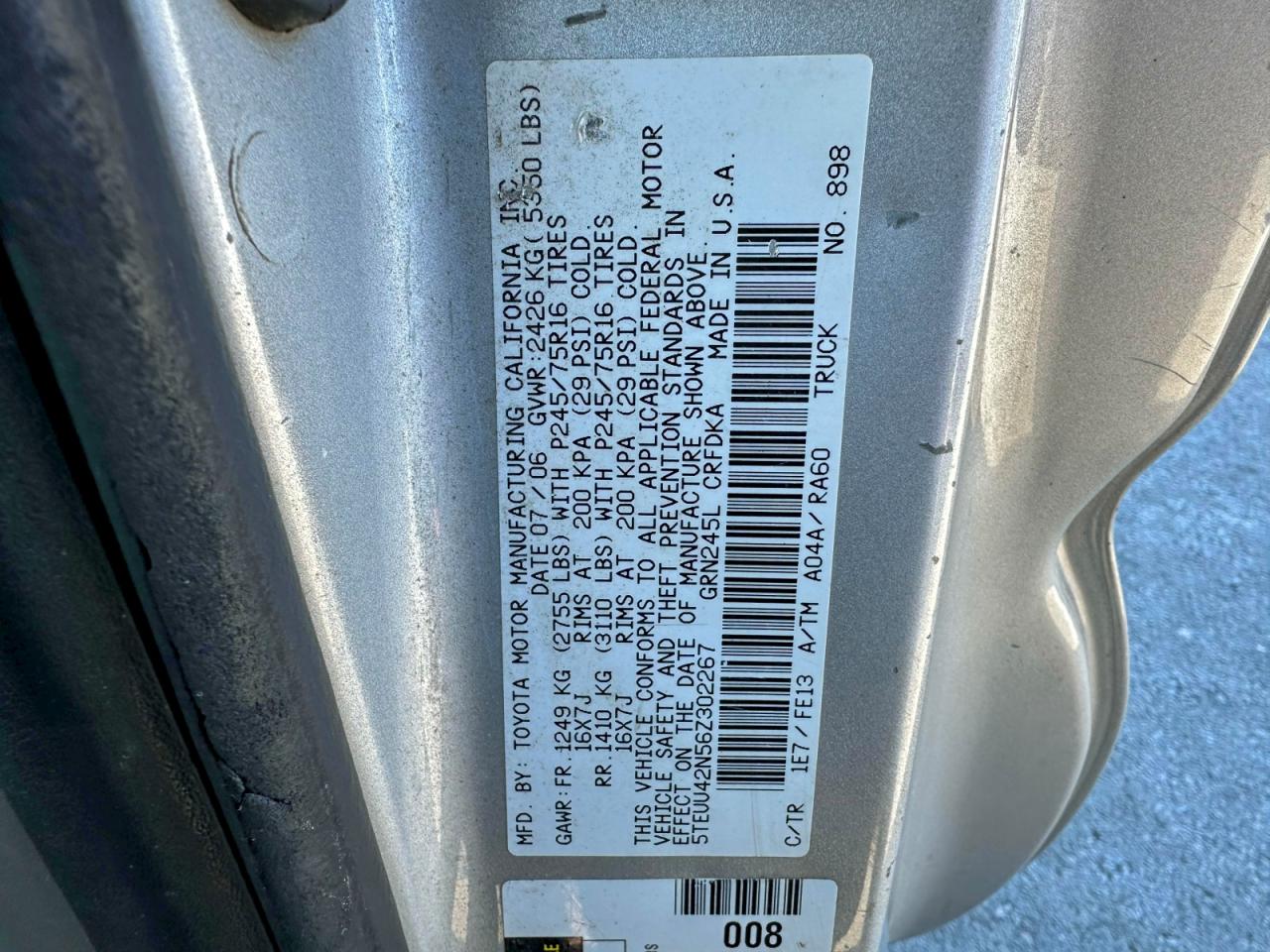 2006 TOYOTA TACOMA ACCESS CAB photo 10