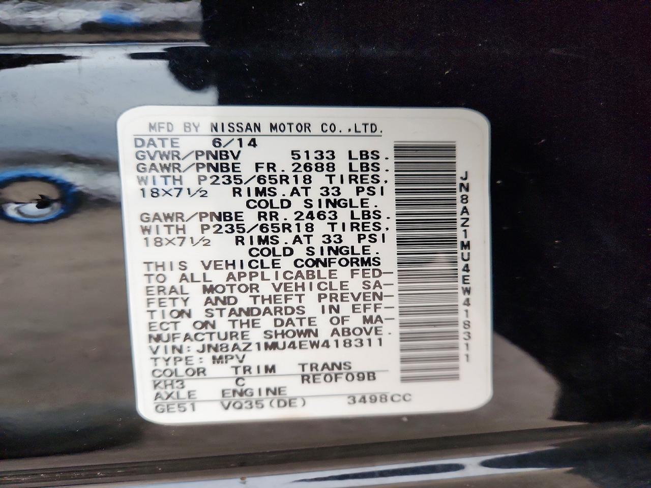 2014 NISSAN MURANO S photo 13