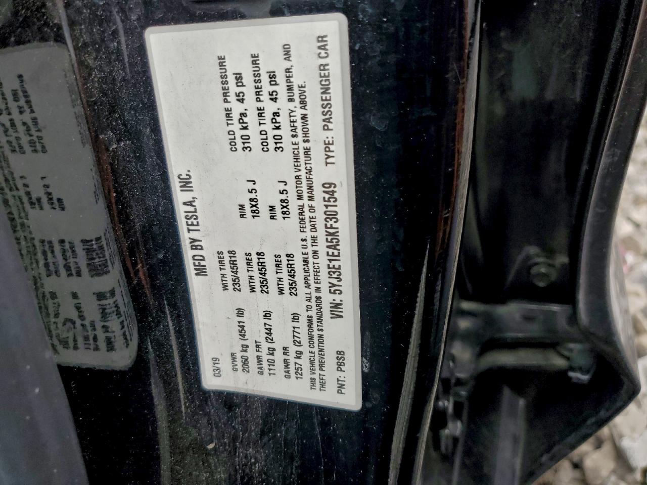 2019 TESLA MODEL 3 photo 13