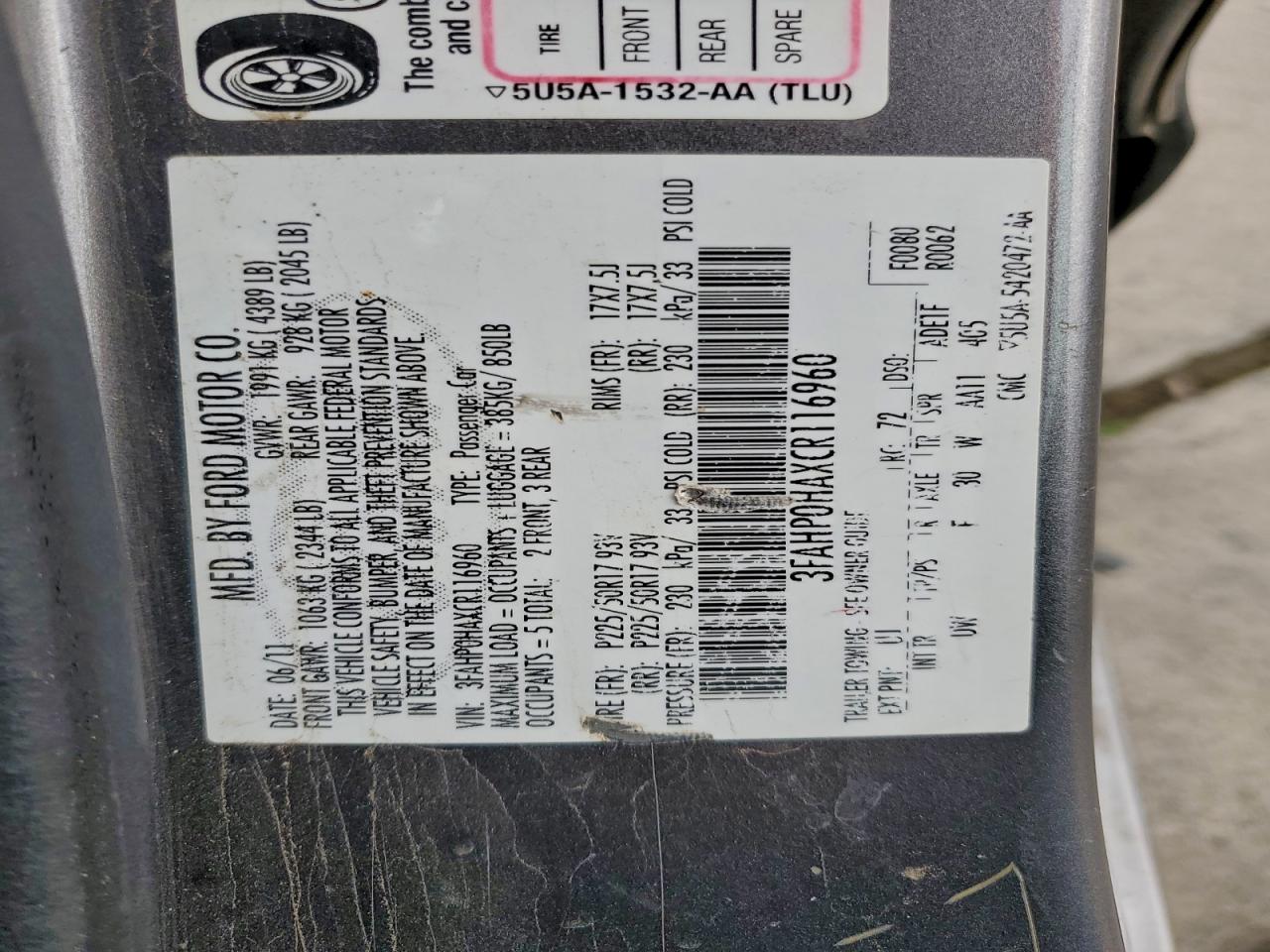 2012 FORD FUSION SE photo 12