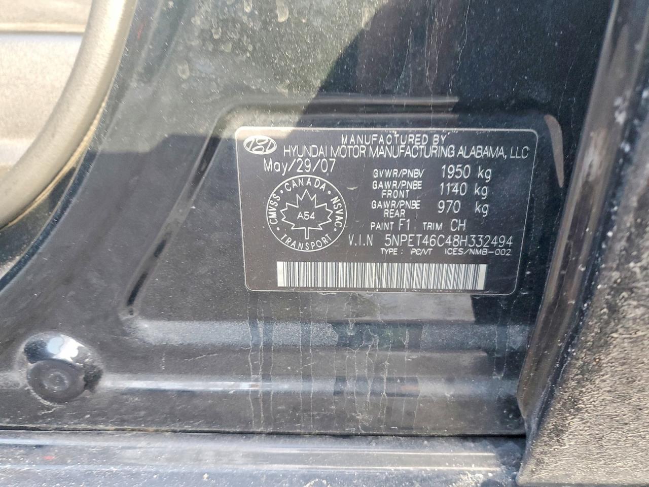 2008 HYUNDAI SONATA GLS photo 12