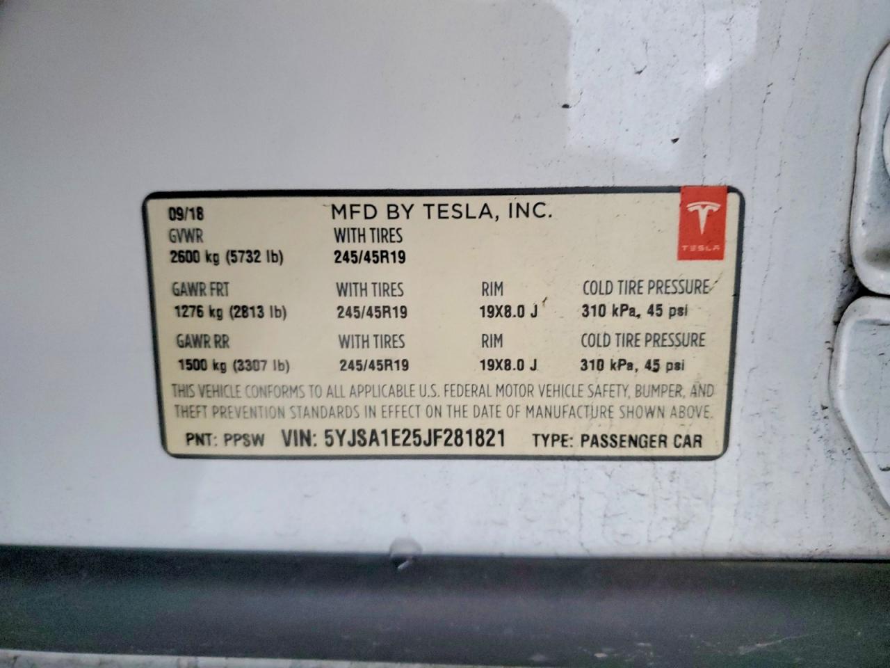2018 TESLA MODEL S photo 13