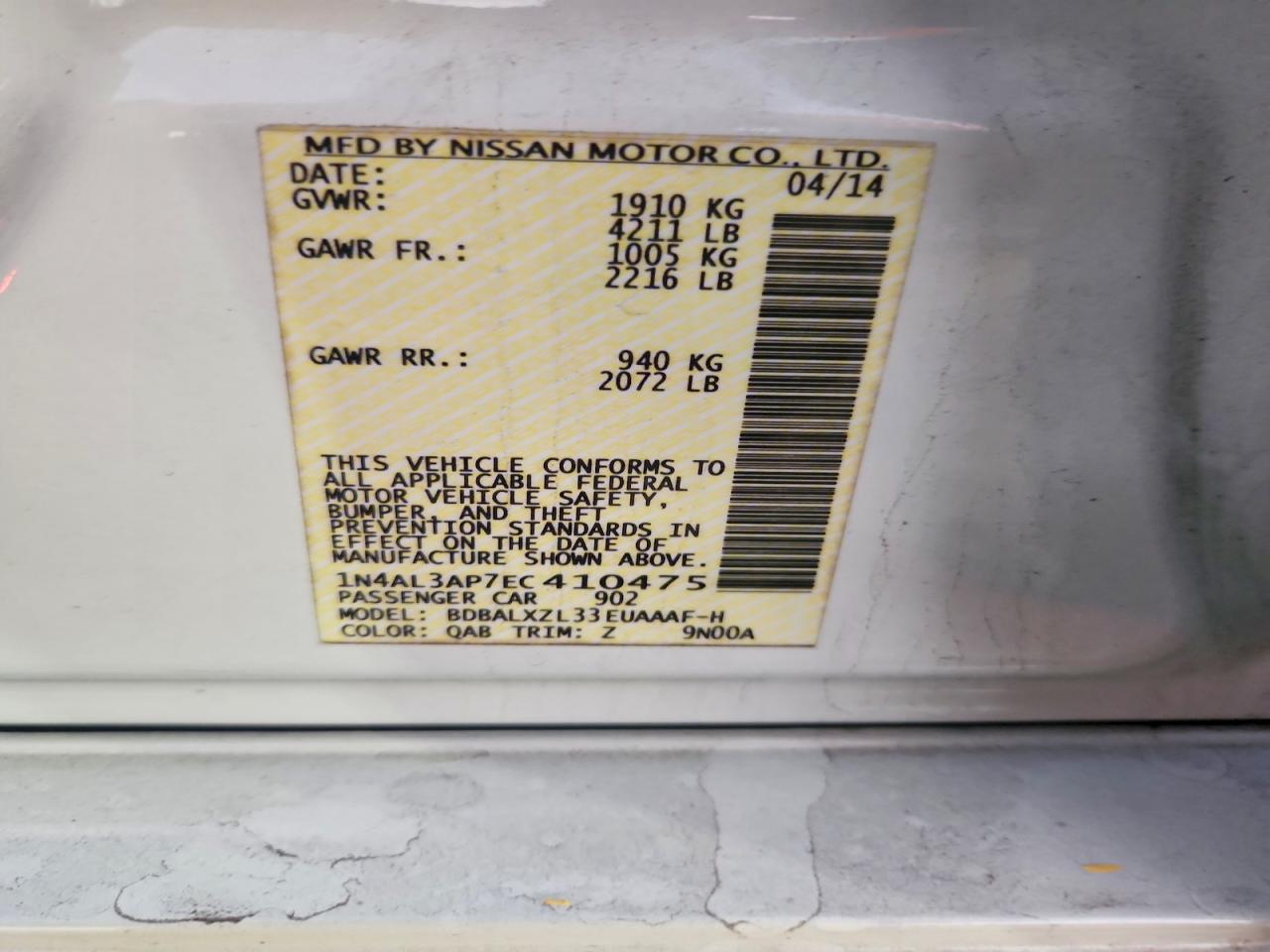 2014 NISSAN ALTIMA 2.5 SL photo 13