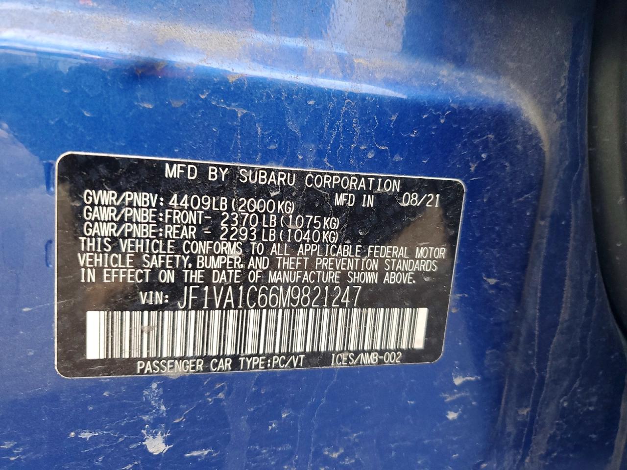 2021 SUBARU WRX PREMIUM photo 12