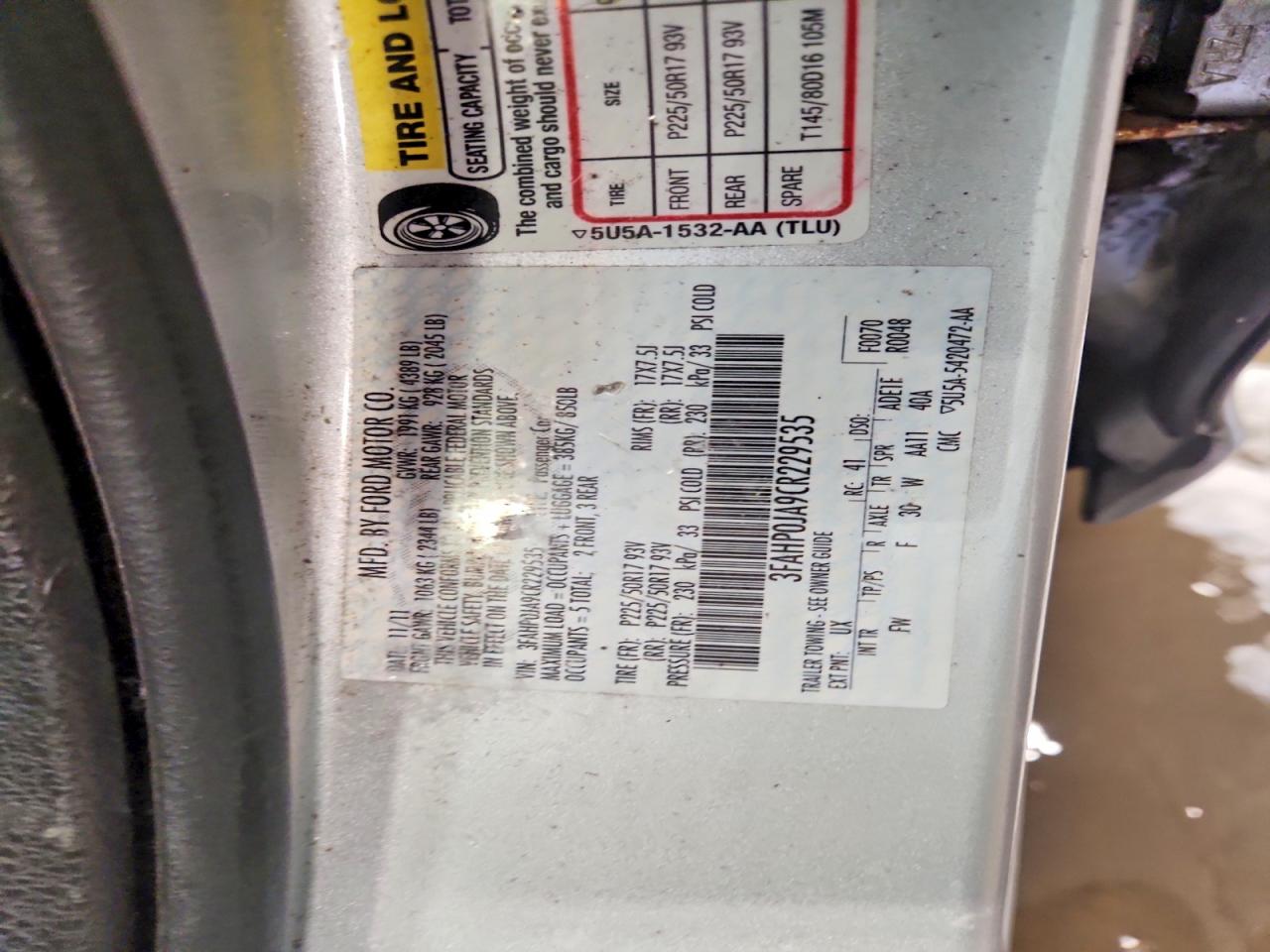 2012 FORD FUSION SEL photo 12
