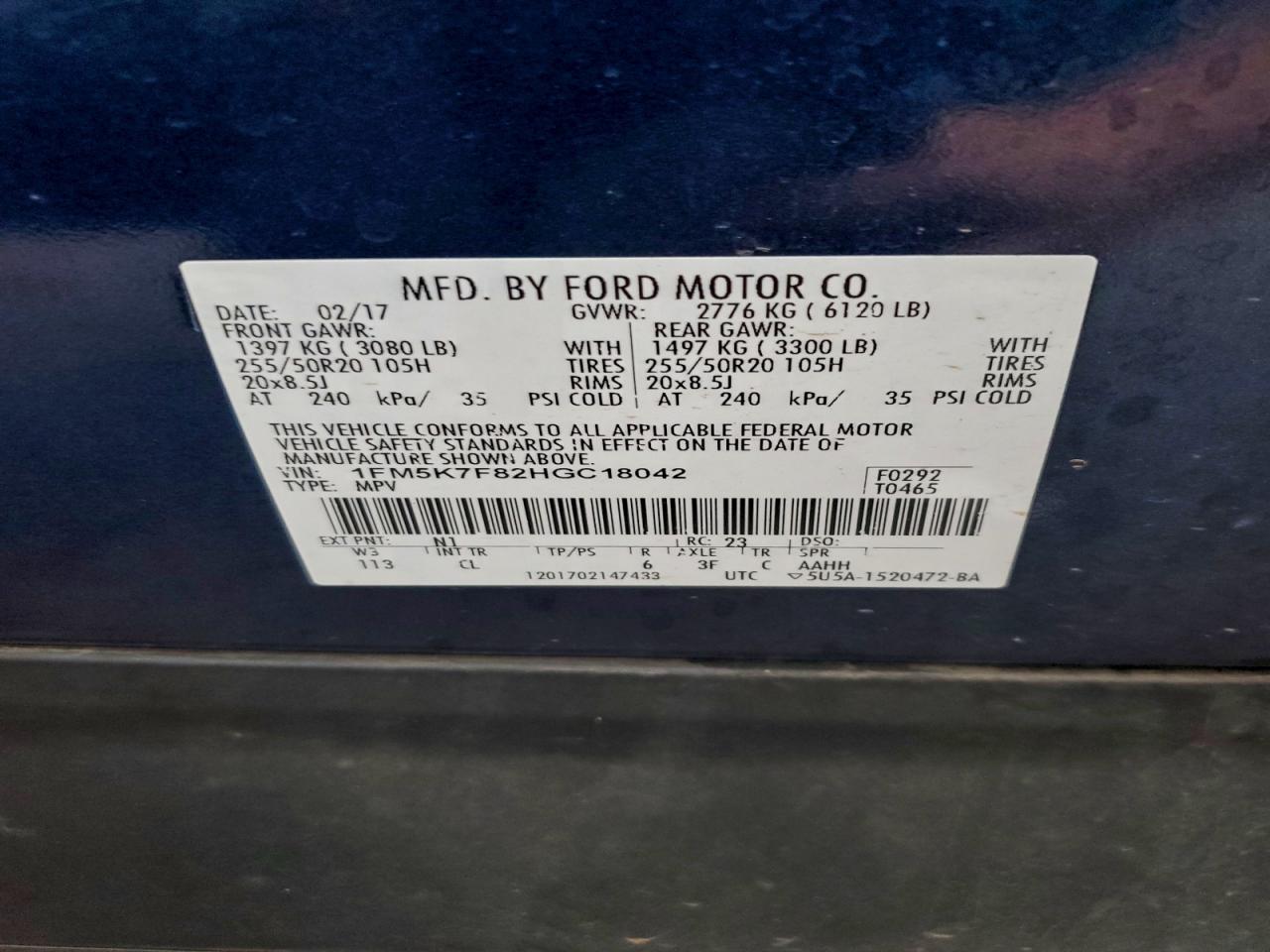 2017 FORD EXPLORER LIMITED photo 13