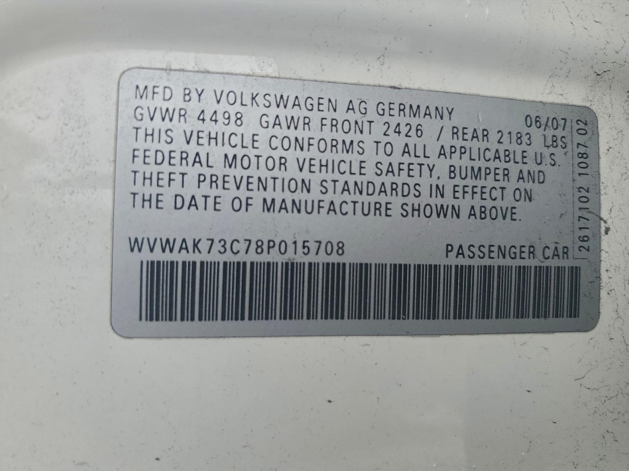 2008 VOLKSWAGEN PASSAT KOMFORT photo 12