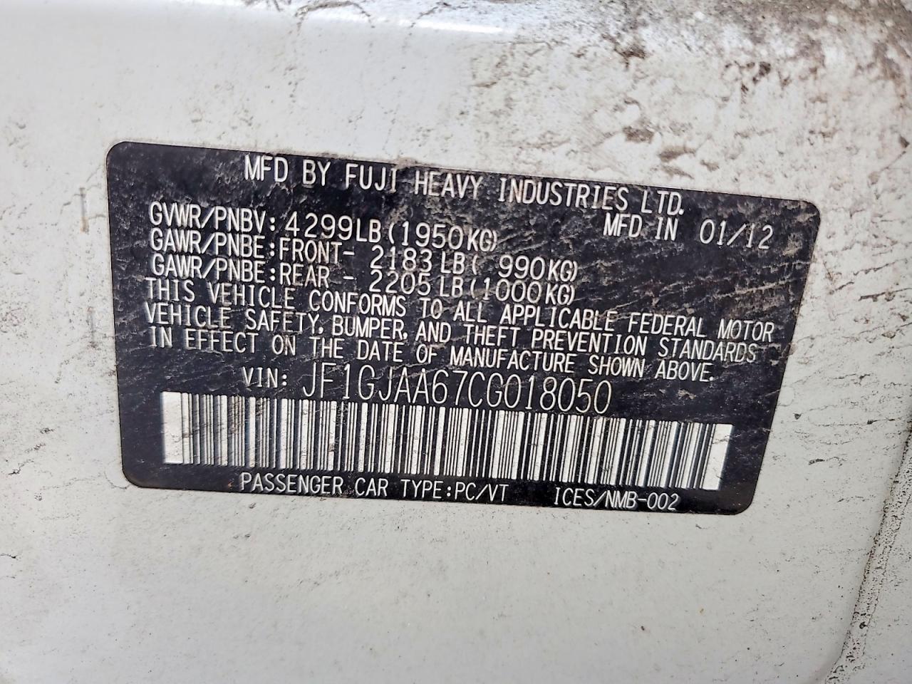 2012 SUBARU IMPREZA photo 12