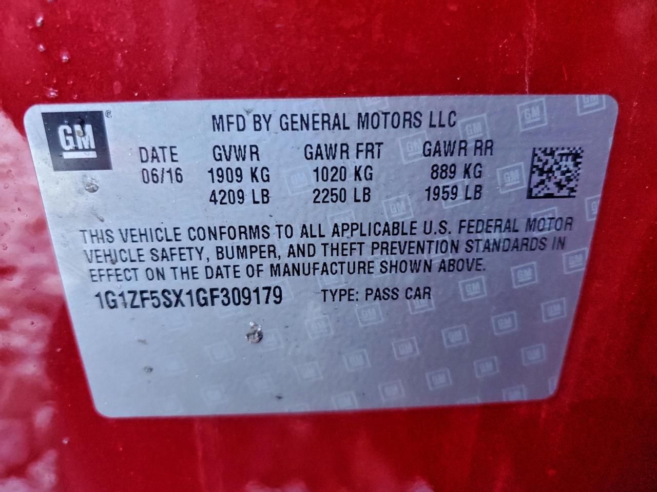 2016 CHEVROLET MALIBU LT photo 12