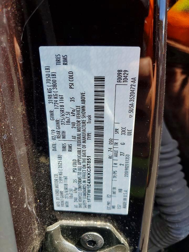 2019 FORD F150 LARIAT 4WD 3.5L V6 photo 12