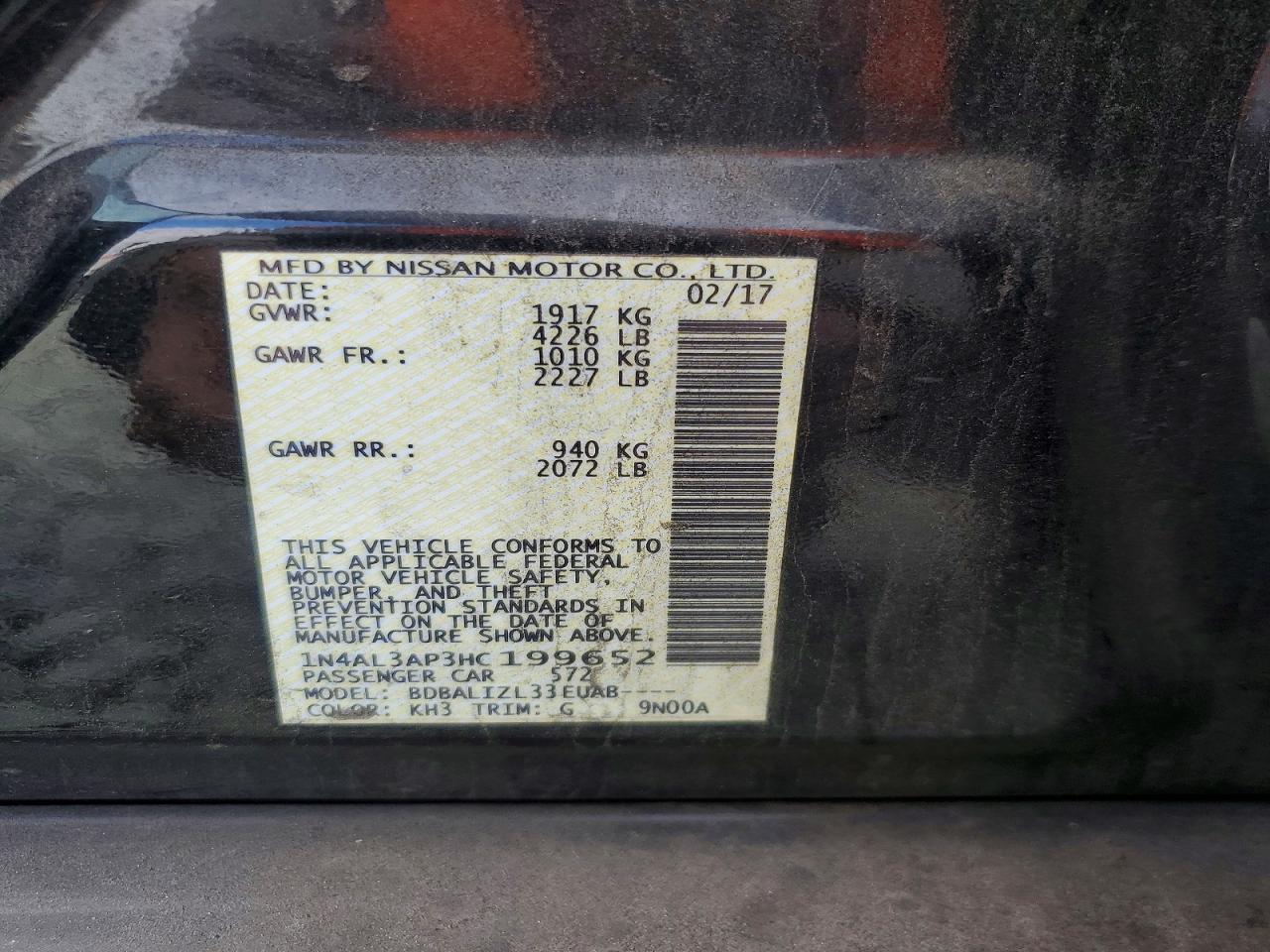 2017 NISSAN ALTIMA 2.5 photo 13