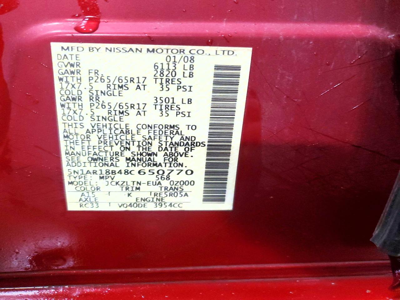 2008 NISSAN PATHFINDER S photo 13