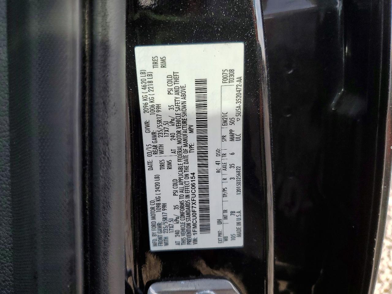 2015 FORD ESCAPE S photo 12