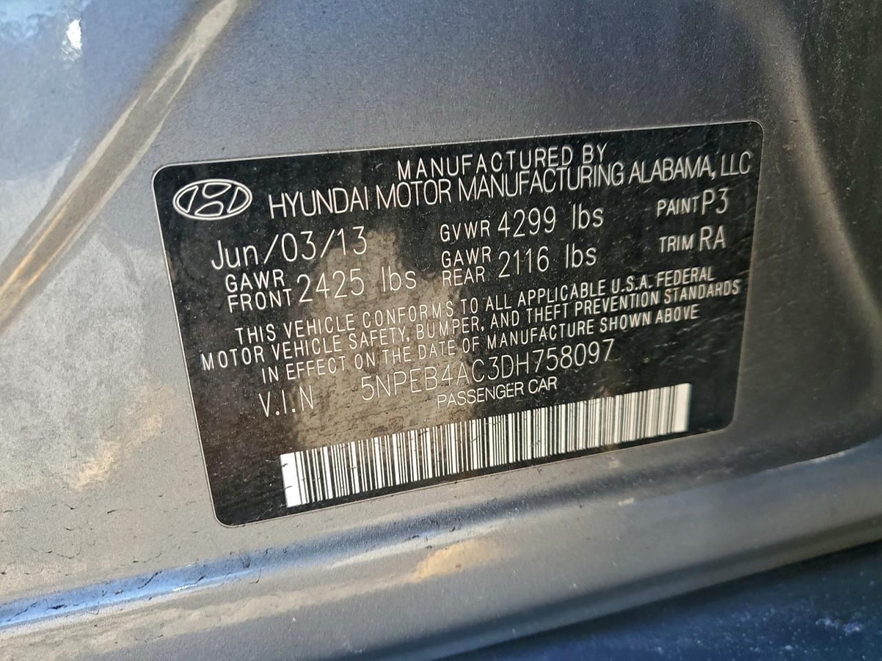 2013 HYUNDAI SONATA GLS photo 12