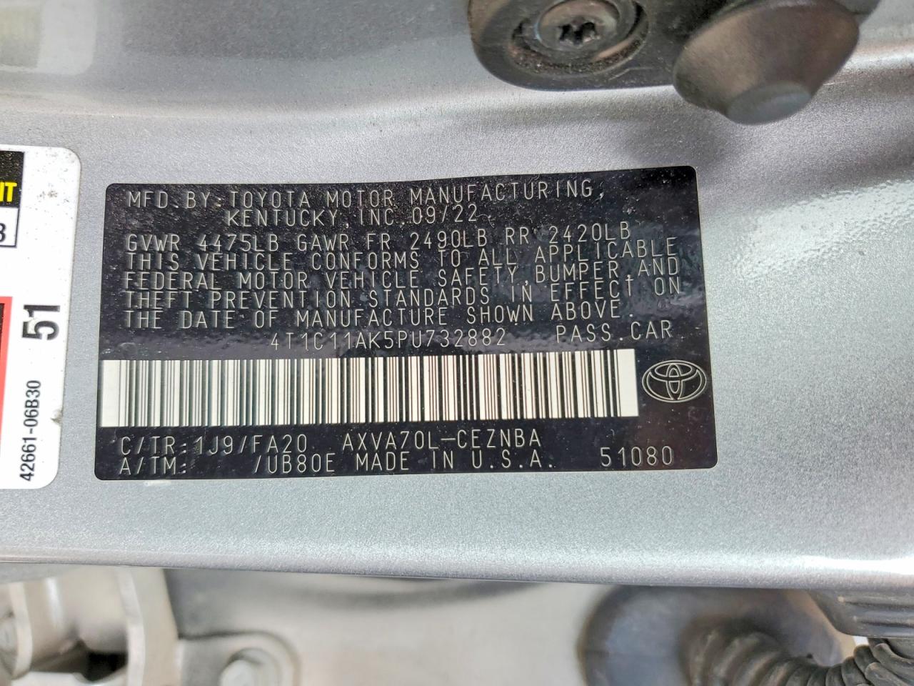 2023 TOYOTA CAMRY LE photo 12