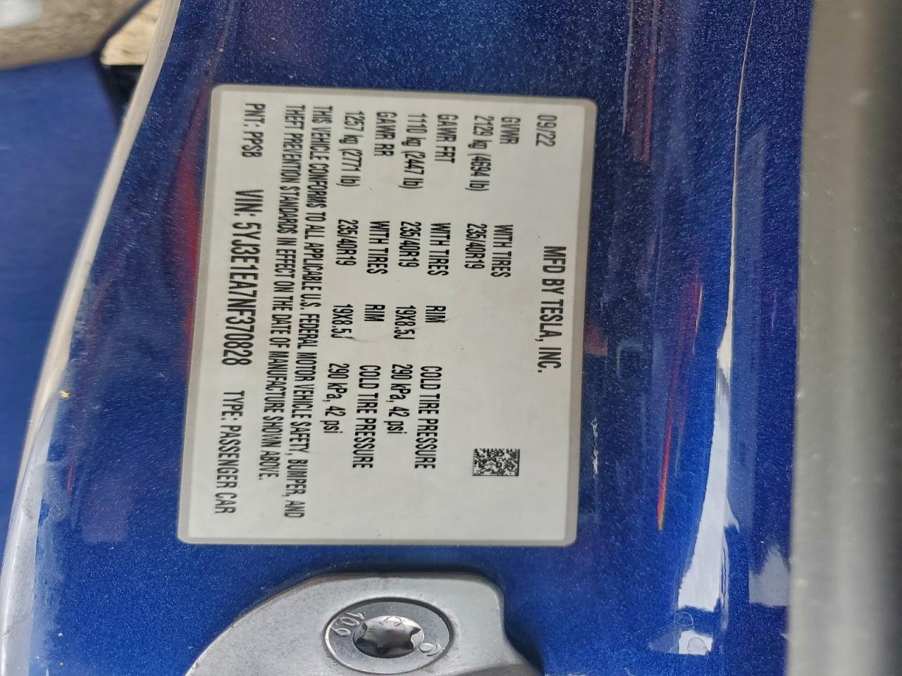 2022 TESLA MODEL 3 photo 12