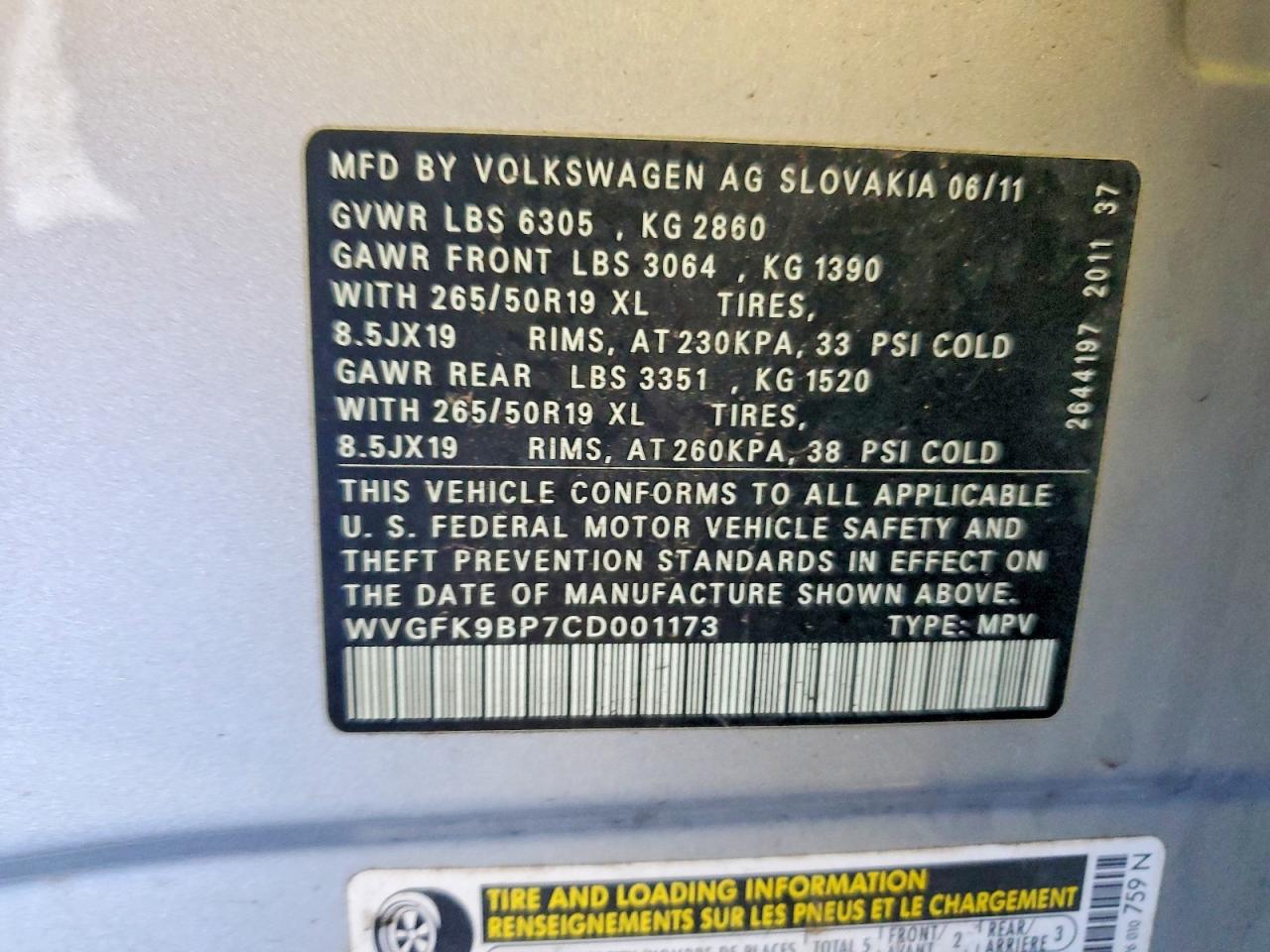 2012 VOLKSWAGEN TOUAREG V6 TDI photo 25