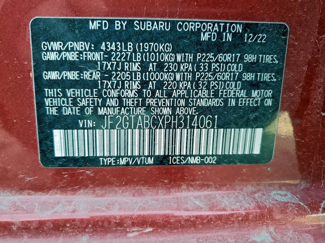 2023 SUBARU CROSSTREK photo 13