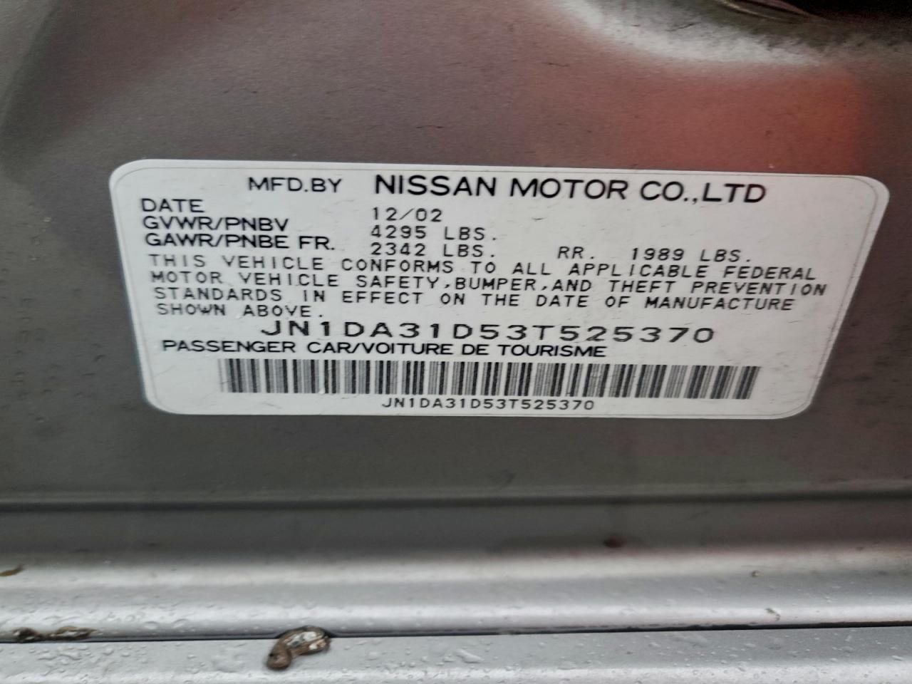 2003 NISSAN MAXIMA GLE photo 13