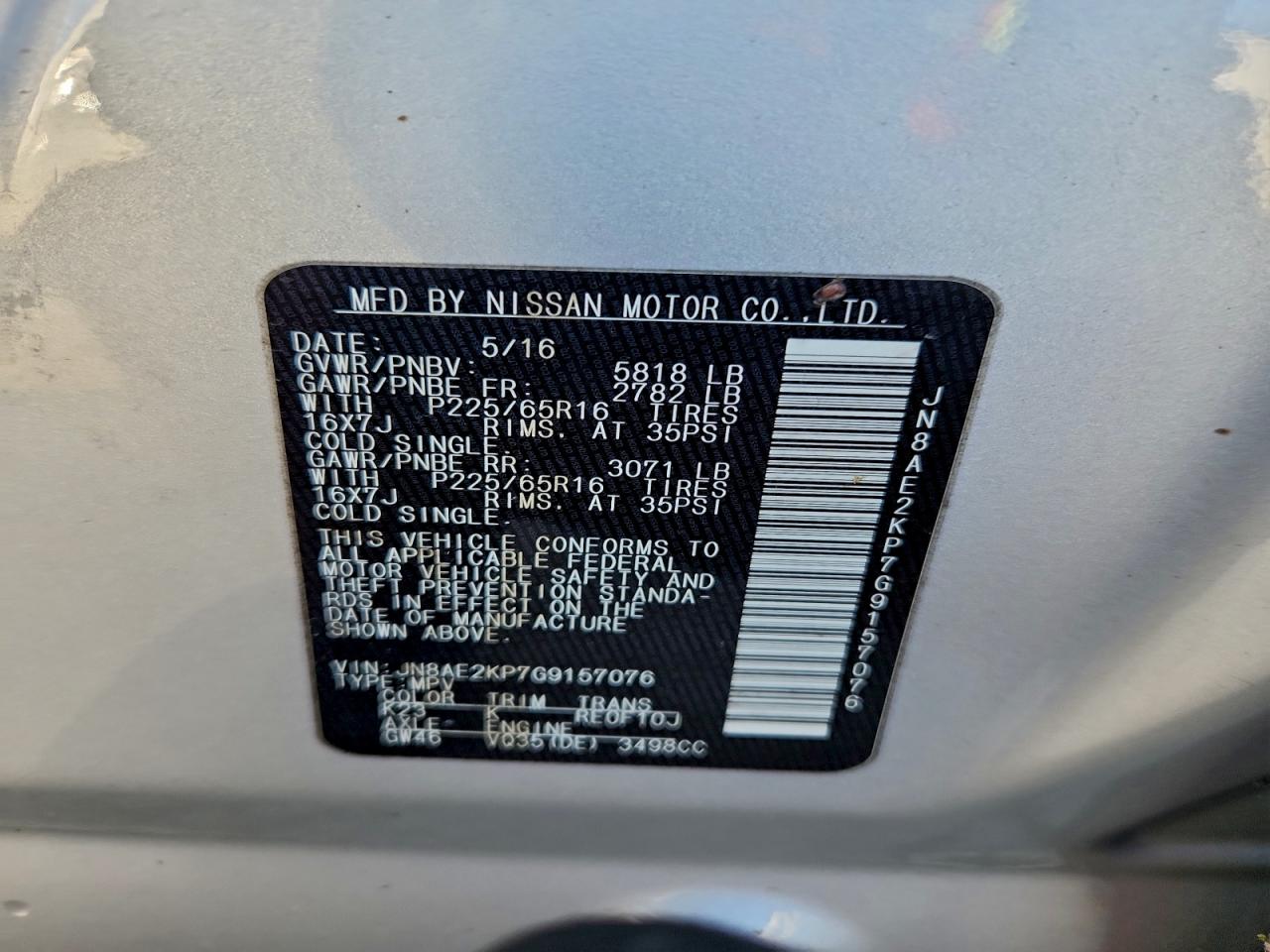 2016 NISSAN QUEST S photo 13