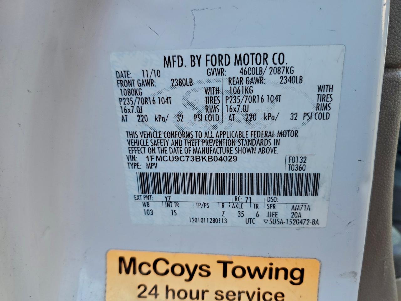 2011 FORD ESCAPE XLS photo 12