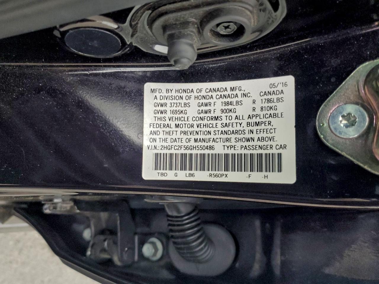 2016 HONDA CIVIC LX photo 23