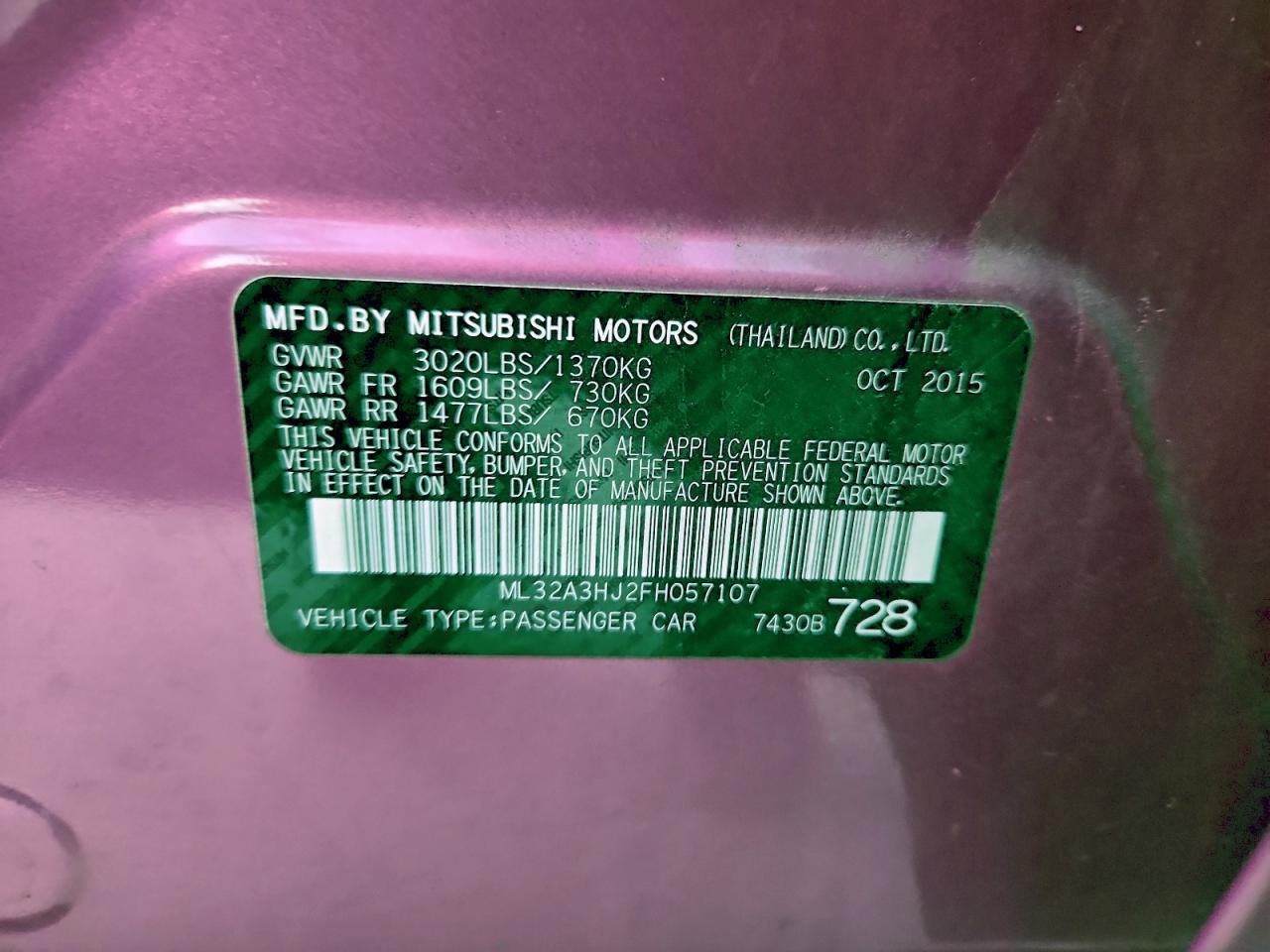 2015 MITSUBISHI MIRAGE DE photo 13