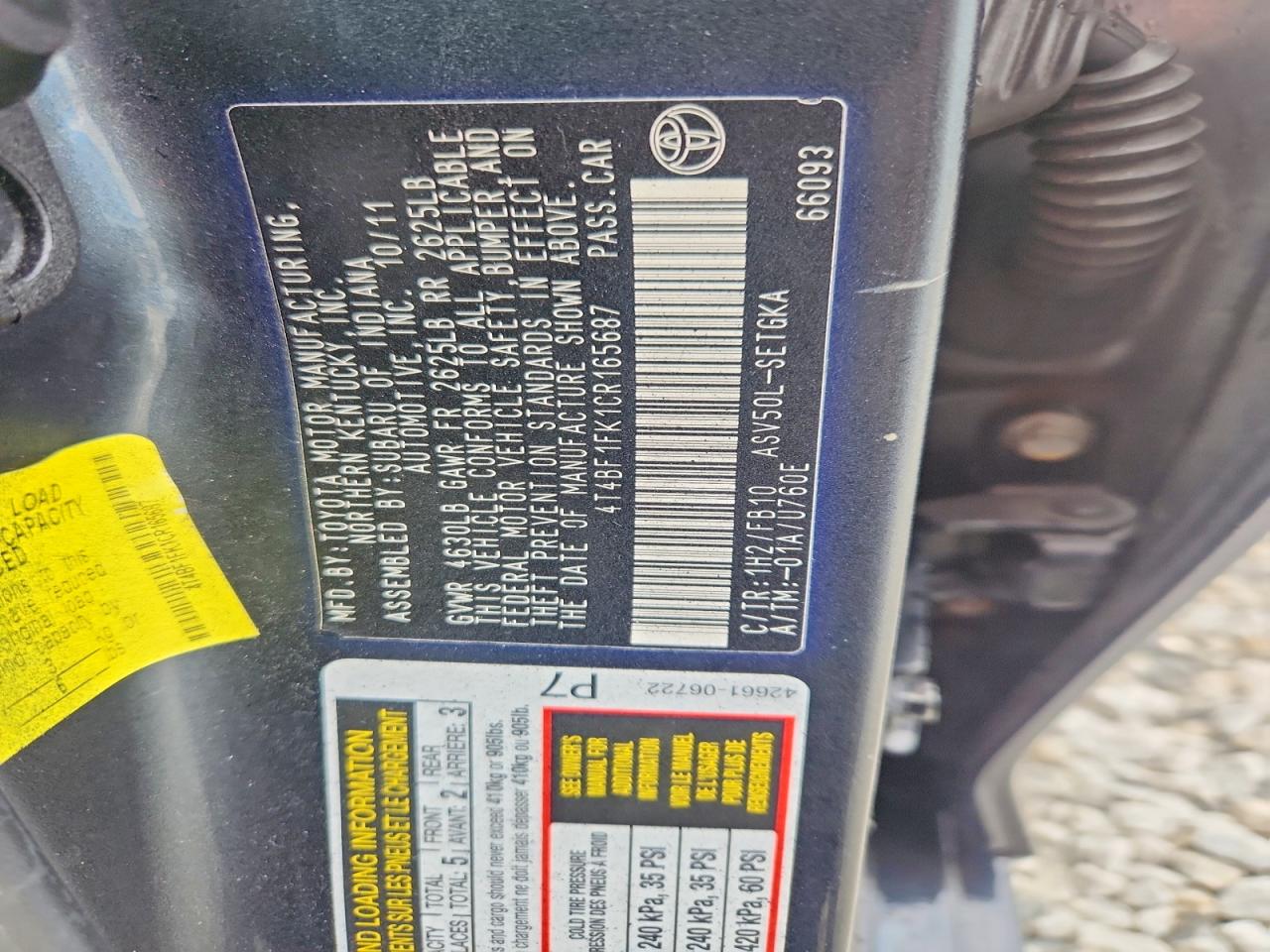 2012 TOYOTA CAMRY BASE photo 23