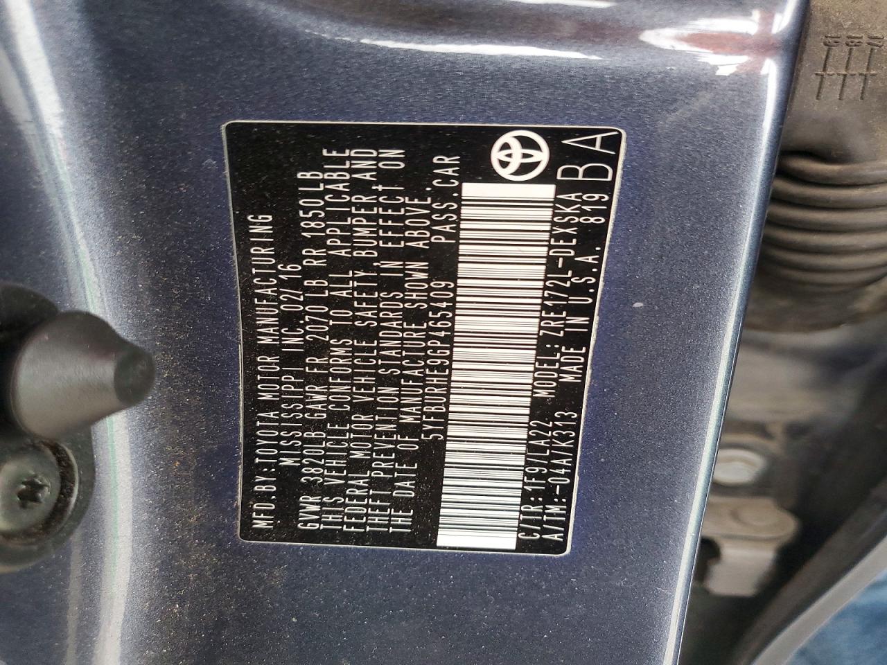2016 TOYOTA COROLLA L photo 12