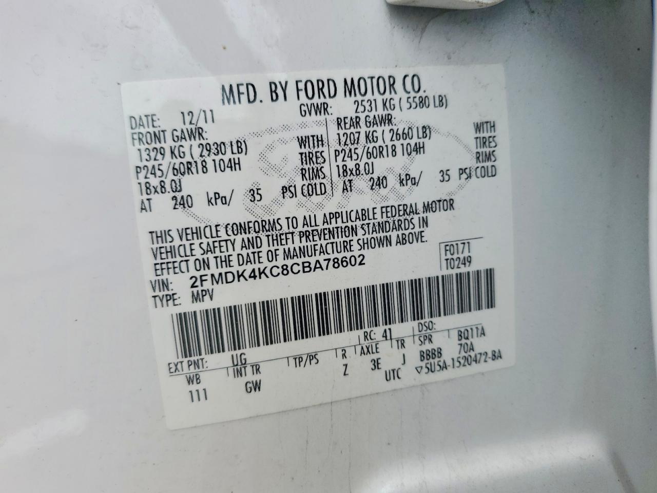 2012 FORD EDGE LIMITED photo 14