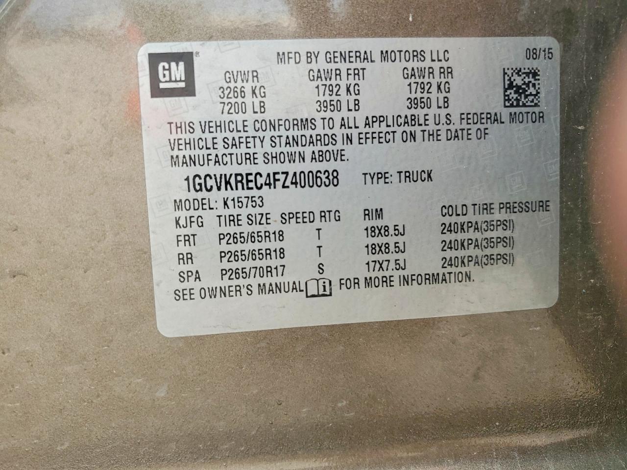 2015 CHEVROLET SILVERADO K1500 LT photo 13