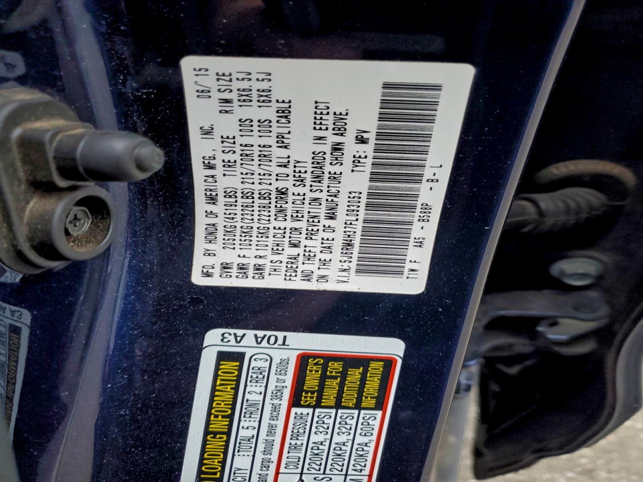 2015 HONDA CR-V LX photo 25