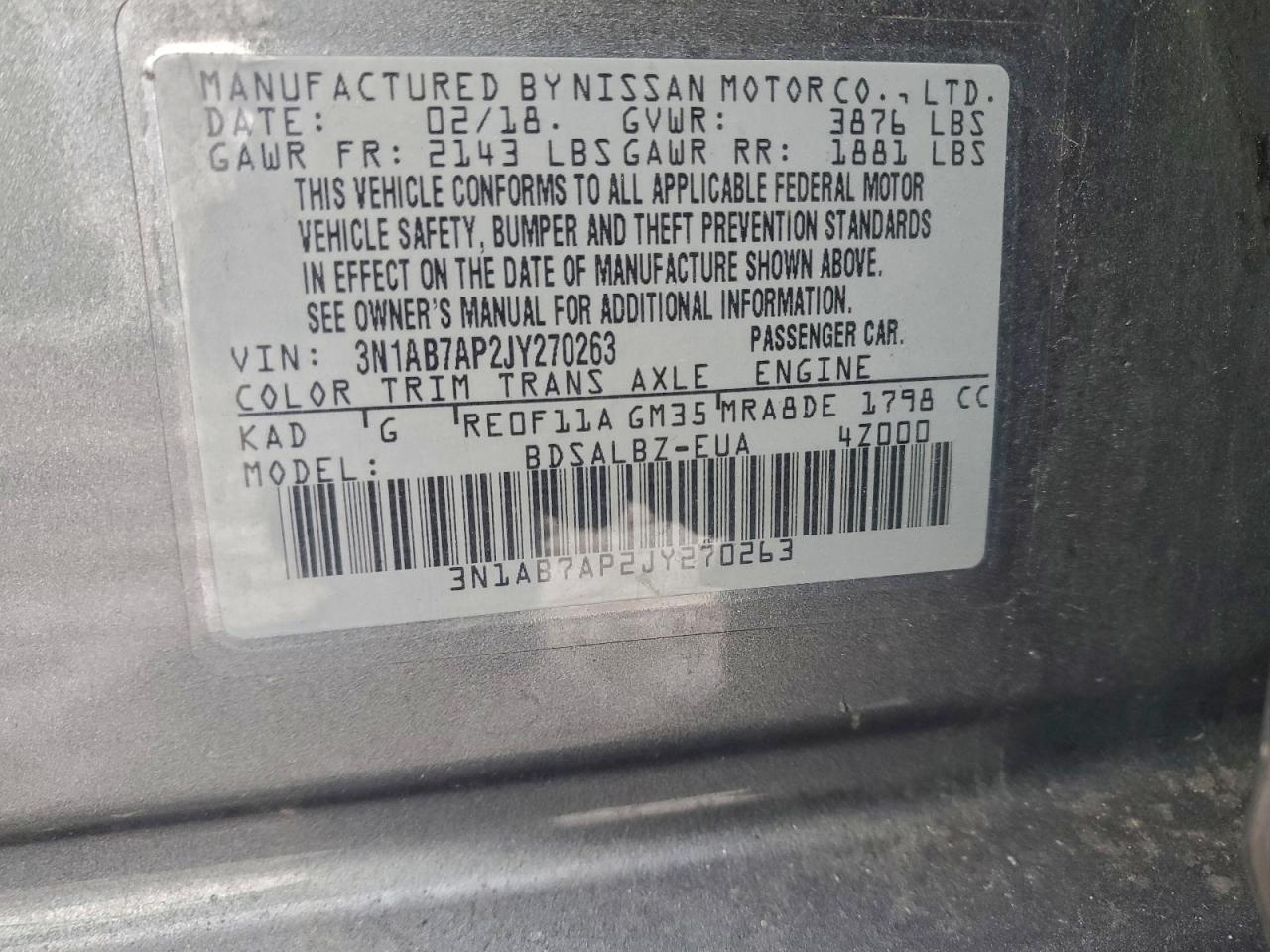 2018 NISSAN SENTRA S photo 12