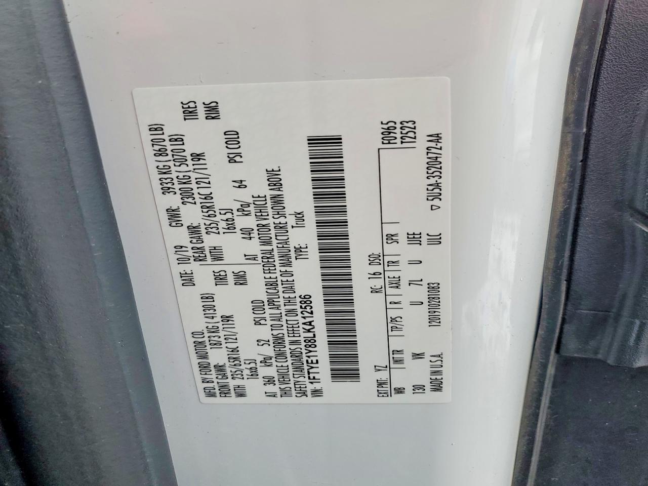 2020 FORD TRANSIT T-150 photo 14