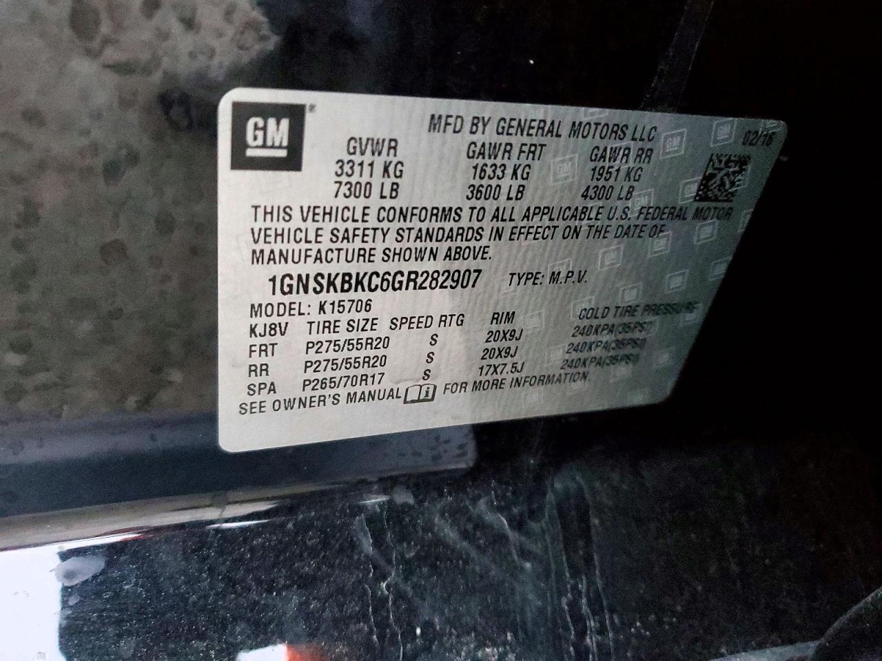2016 CHEVROLET TAHOE K1500 LT photo 12
