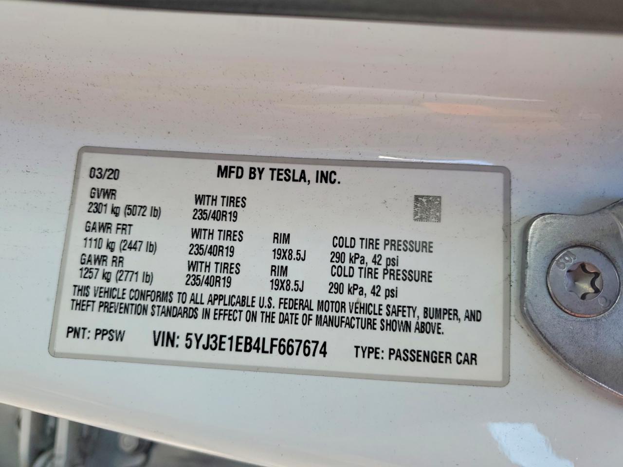 2020 TESLA MODEL 3 photo 12