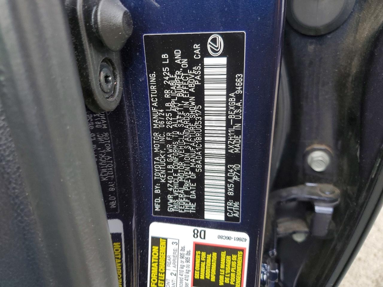 2024 LEXUS ES 300H BASE photo 13