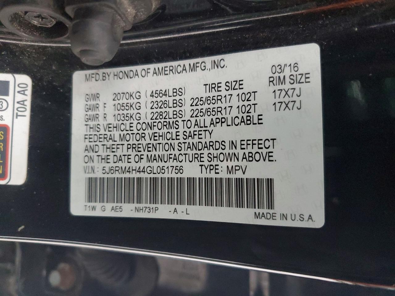 2016 HONDA CR-V SE photo 13