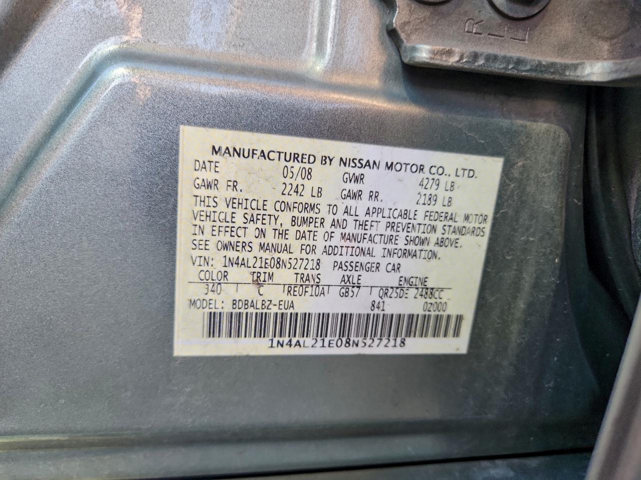 2008 NISSAN ALTIMA 2.5 photo 12
