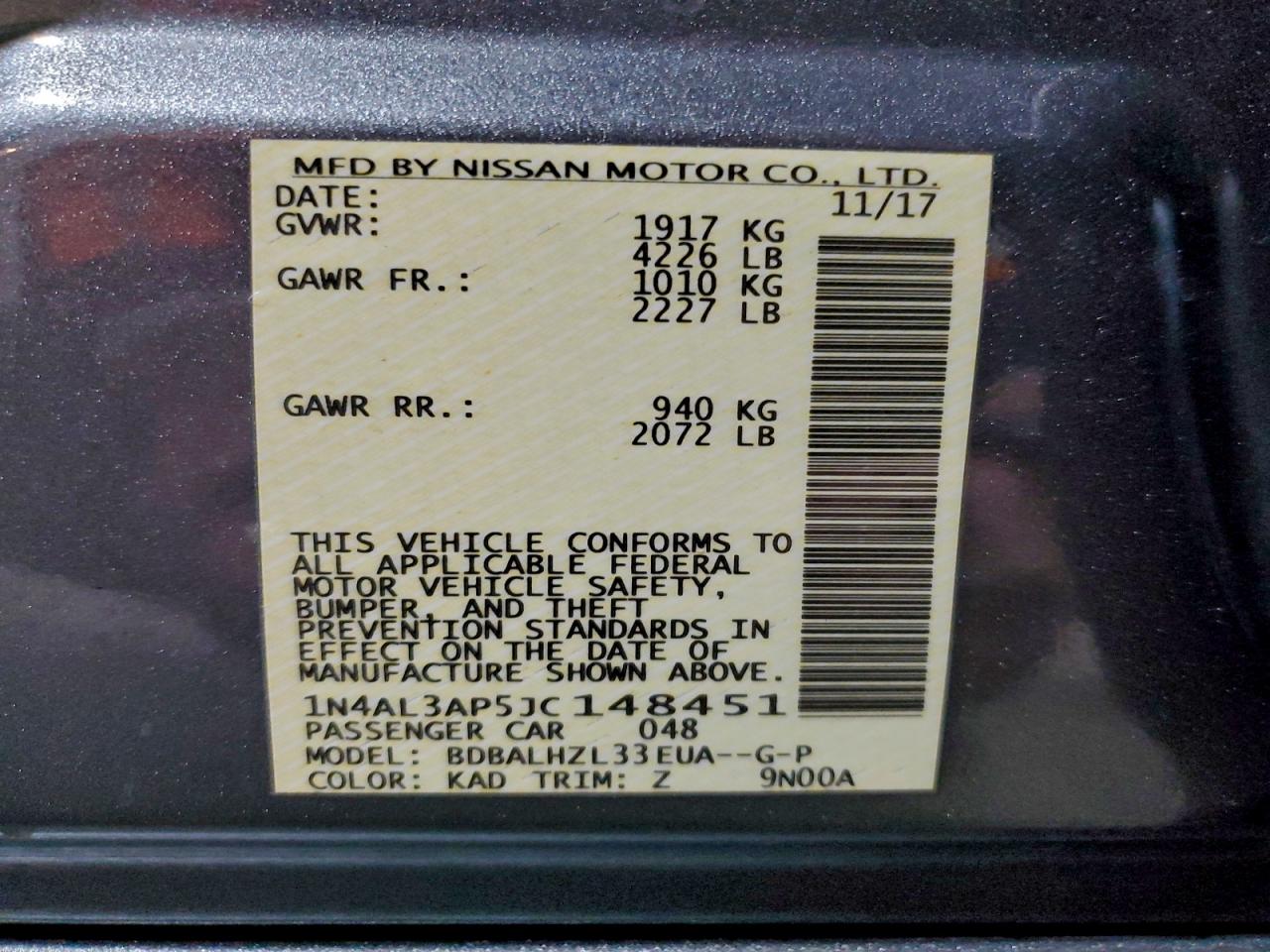 2018 NISSAN ALTIMA 2.5 photo 13
