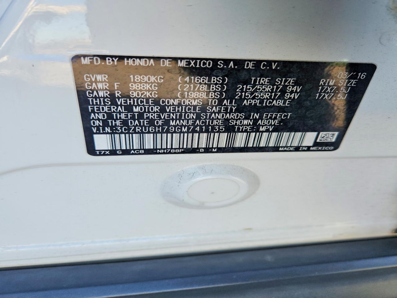 2016 HONDA HR-V EXL photo 14