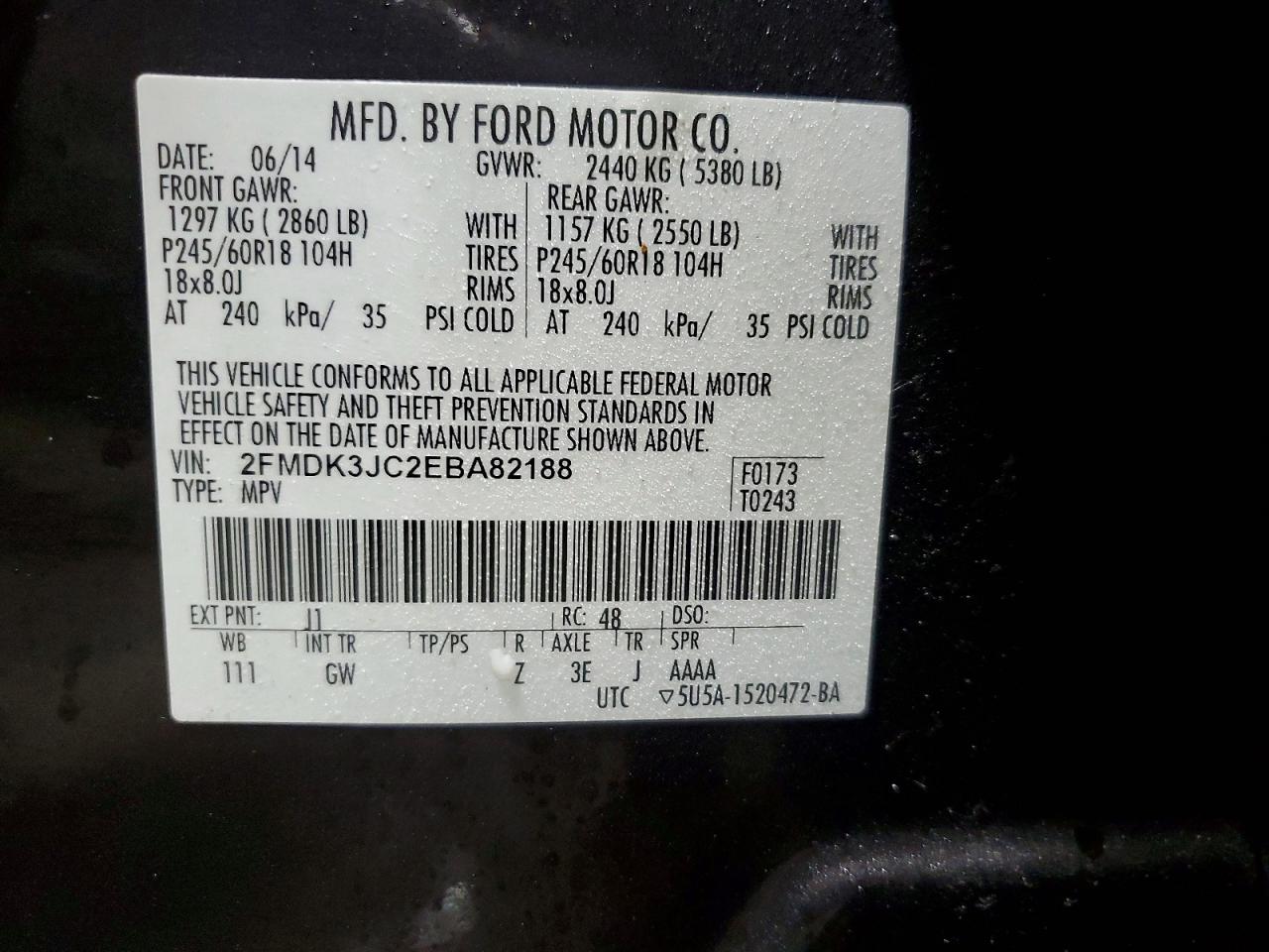 2014 FORD EDGE SEL photo 12