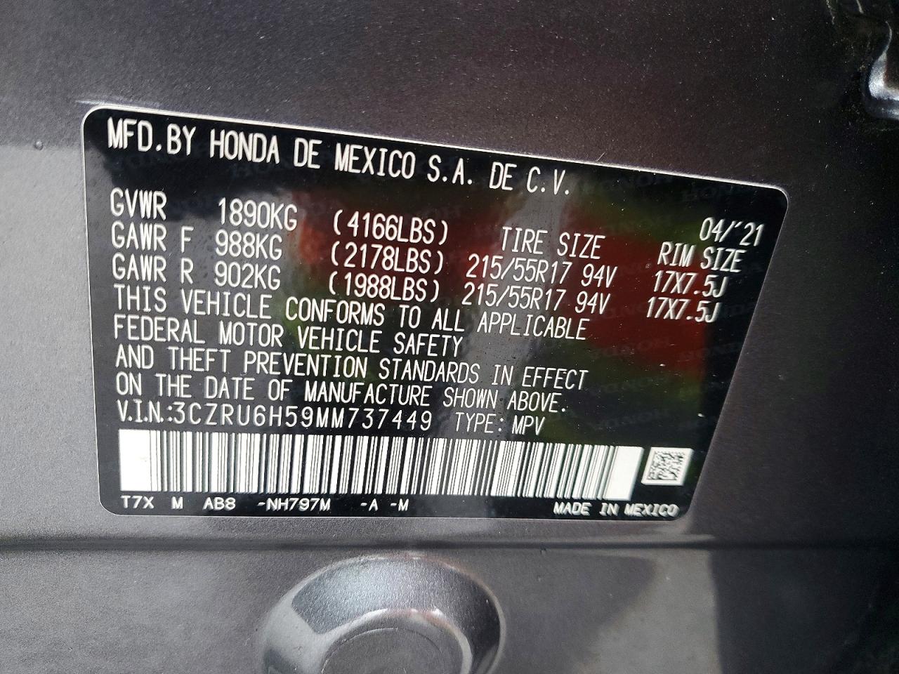 2021 HONDA HR-V EX photo 13
