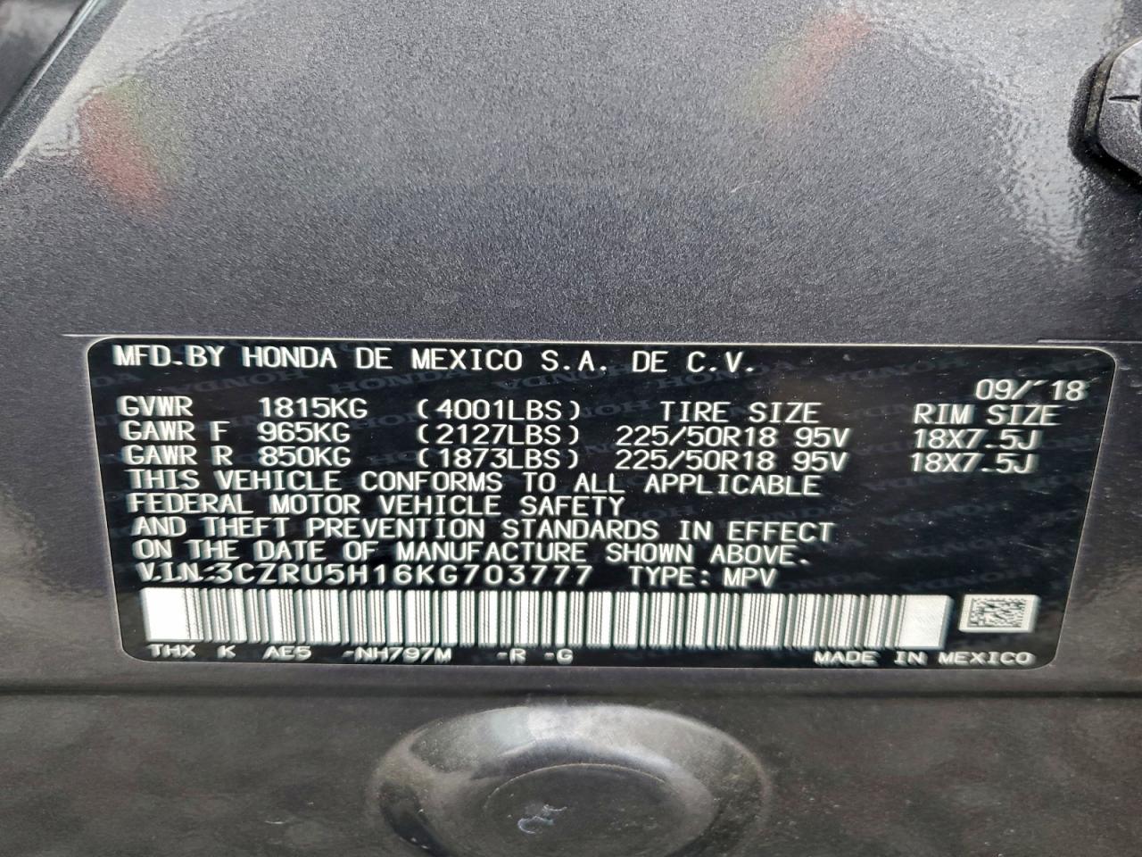 2019 HONDA HR-V SPORT photo 13