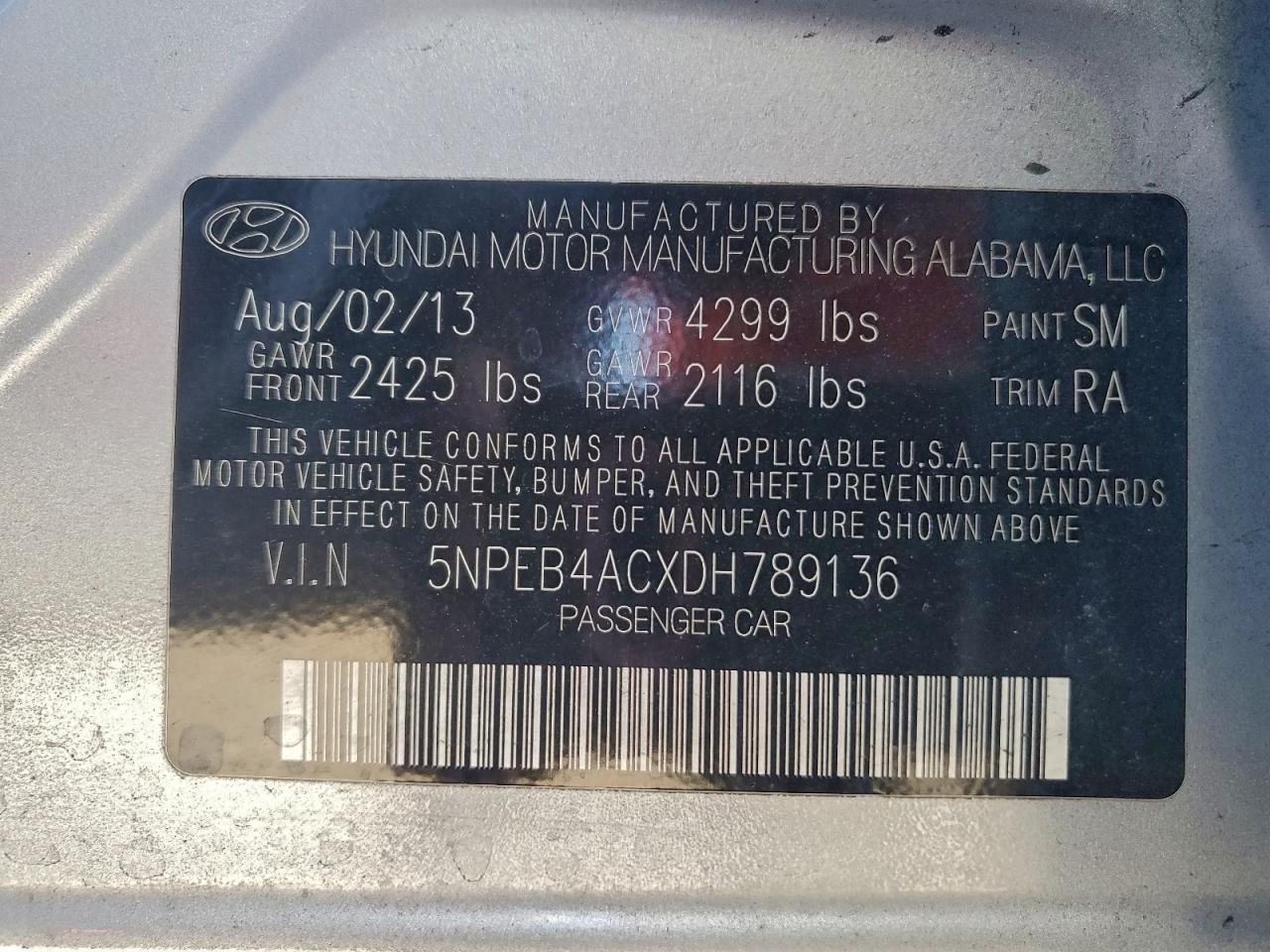 2013 HYUNDAI SONATA GLS photo 12