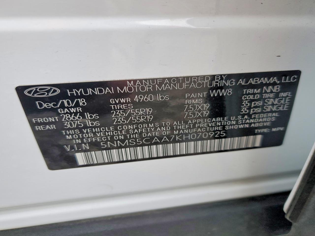 2019 HYUNDAI SANTA FE LIMITED photo 13