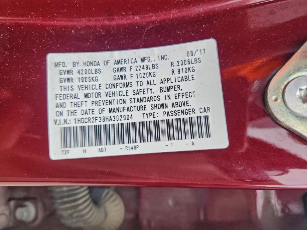 2017 HONDA ACCORD LX photo 12